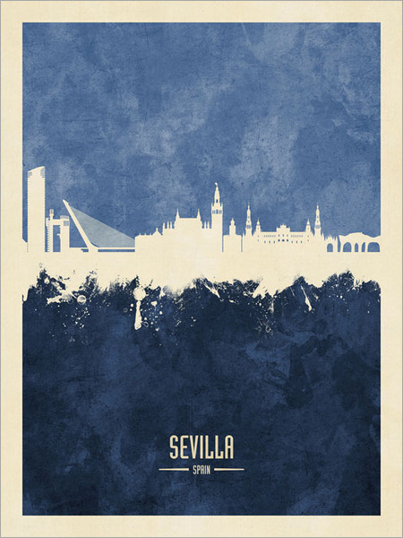 Sevilla Spain Skyline Cityscape Poster Art Print