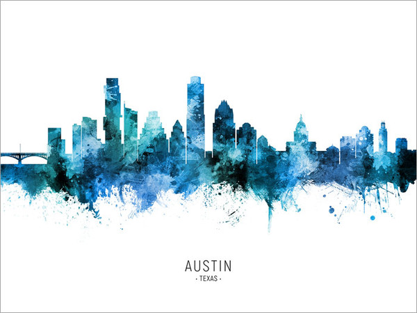 Austin Texas Skyline Cityscape Poster Art Print