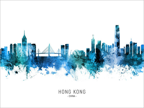 Hong Kong China Skyline Cityscape Poster Art Print