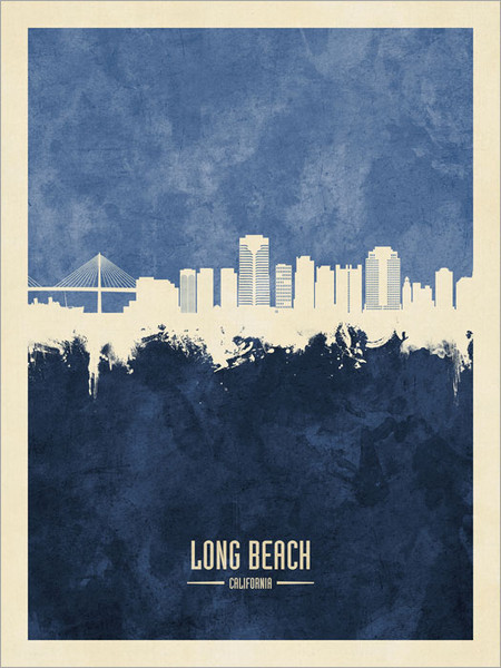 Long Beach California Skyline Cityscape Poster Art Print