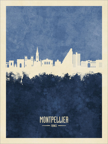 Montpellier France Skyline Cityscape Poster Art Print