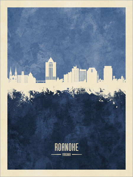 Roanoke Virginia Skyline Cityscape Poster Art Print