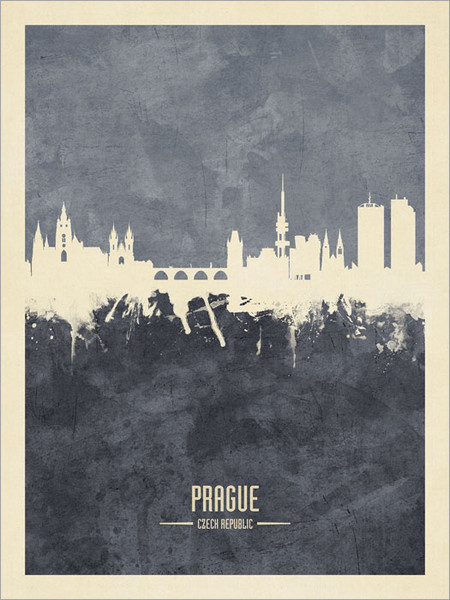 Prague Czech Republic Skyline Cityscape Poster Art Print