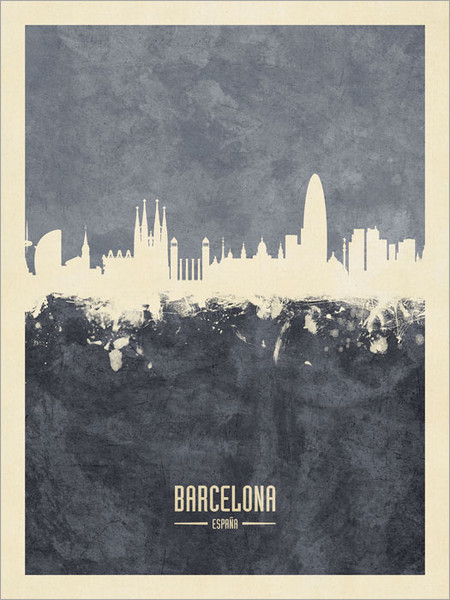 Barcelona Spain Skyline Cityscape Poster Art Print