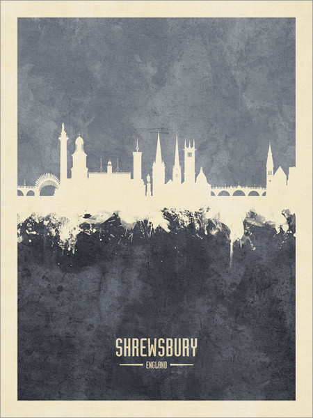 Shrewsbury England Skyline Cityscape Poster Art Print