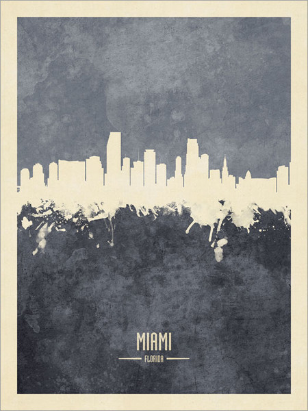 Miami Florida Skyline Cityscape Poster Art Print