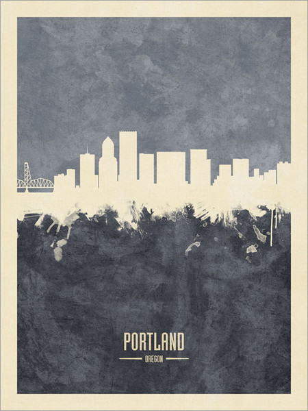 Portland Oregon Skyline Cityscape Poster Art Print