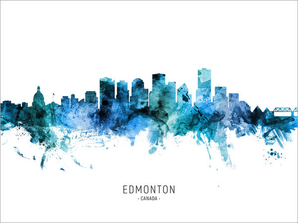 Edmonton Canada Skyline Cityscape Poster Art Print