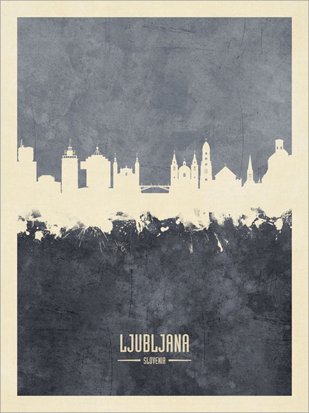 Ljubljana Slovenia Skyline Cityscape Poster Art Print