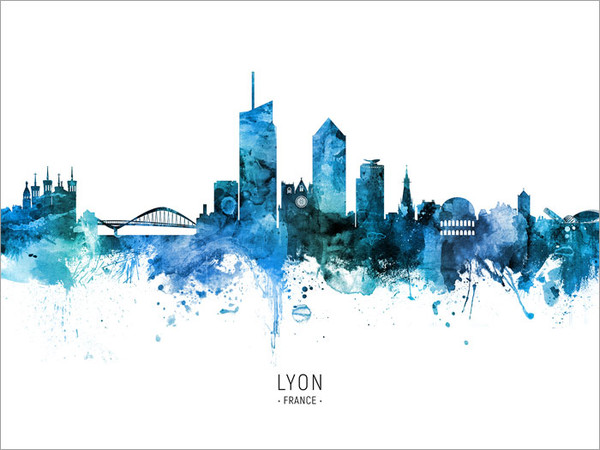 Lyon France Skyline Cityscape Poster Art Print