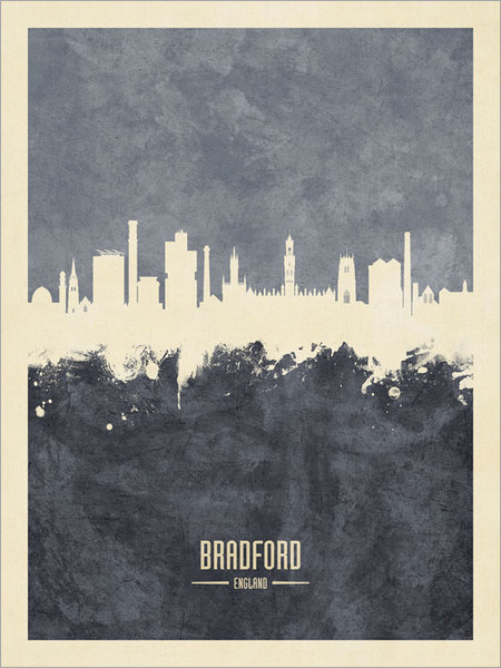 Bradford England Skyline Cityscape Poster Art Print