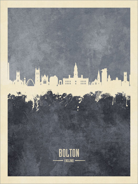 Bolton England Skyline Cityscape Poster Art Print