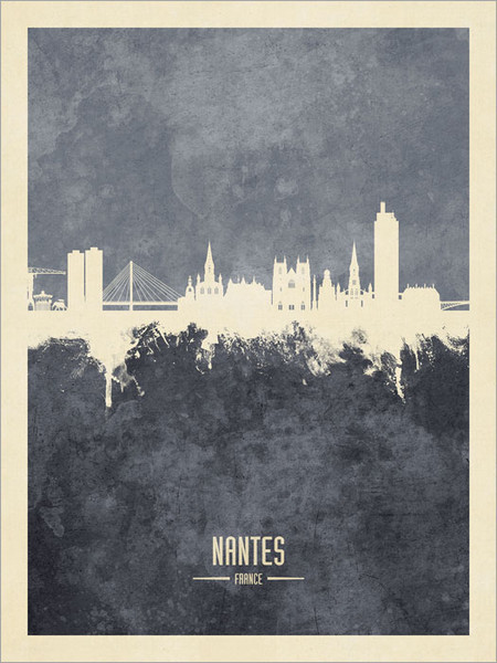 Nantes France Skyline Cityscape Poster Art Print