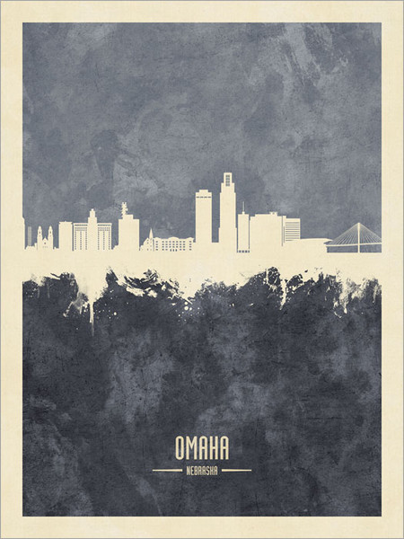 Omaha Nebraska Skyline Cityscape Poster Art Print