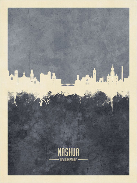 Nashua New Hampshire Skyline Cityscape Poster Art Print