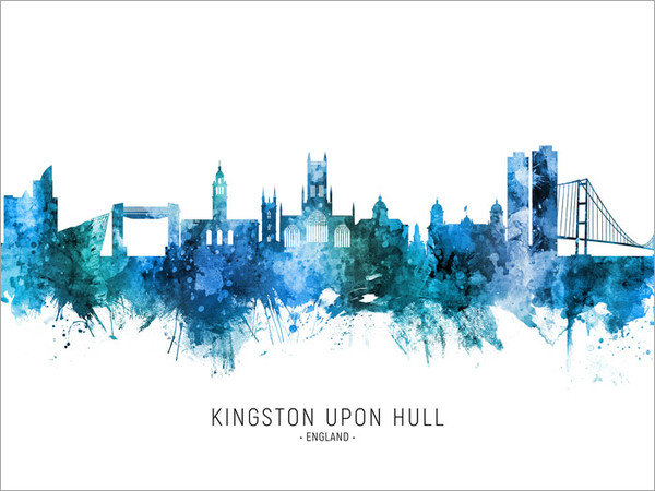 Kingston upon Hull England Skyline Cityscape Poster Art Print