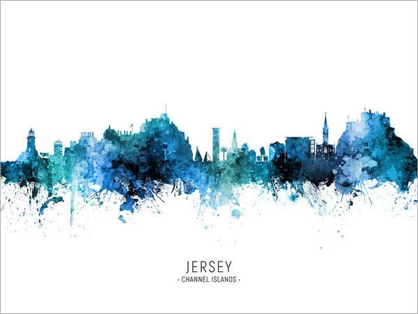 Jersey Channel Islands Skyline Cityscape Poster Art Print