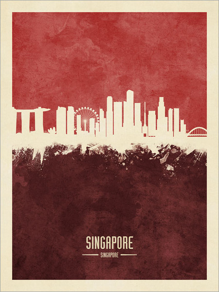 Singapore Singapore Skyline Cityscape Poster Art Print