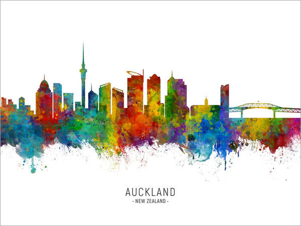 Auckland New Zealand Skyline Cityscape Poster Art Print