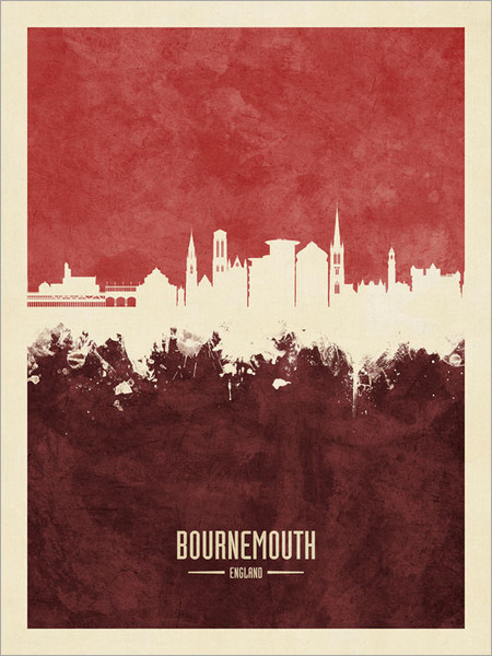 Bournemouth England Skyline Cityscape Poster Art Print