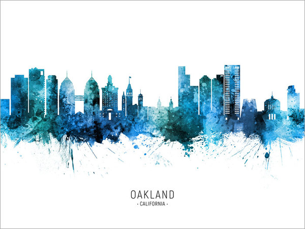 Oakland California Skyline Cityscape Poster Art Print