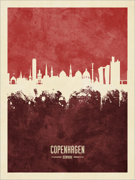 Copenhagen Denmark Skyline Cityscape Poster Art Print