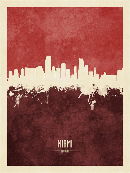 Miami Florida Skyline Cityscape Poster Art Print