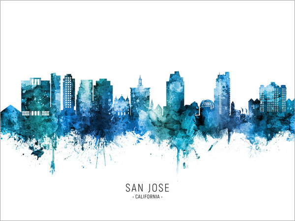 San Jose California Skyline Cityscape Poster Art Print