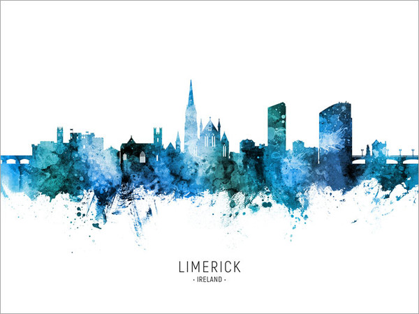 Limerick Ireland Skyline Cityscape Poster Art Print