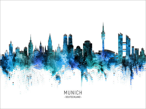 Munich Deutschland Skyline Cityscape Poster Art Print