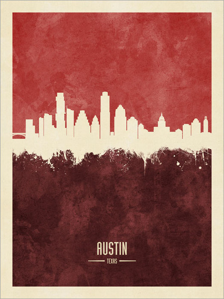 Austin Texas Skyline Cityscape Poster Art Print