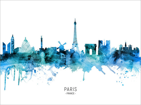 Paris France Skyline Cityscape Poster Art Print