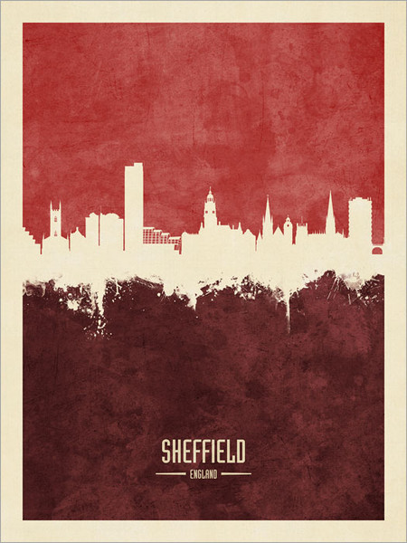 Sheffield England Skyline Cityscape Poster Art Print