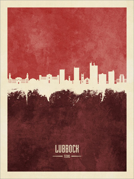 Lubbock Texas Skyline Cityscape Poster Art Print