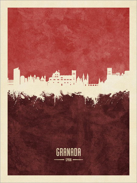 Granada Spain Skyline Cityscape Poster Art Print