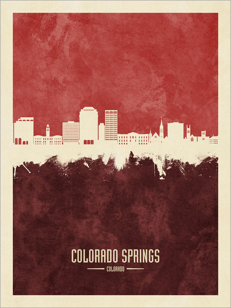 Colorado Springs Colorado Skyline Cityscape Poster Art Print