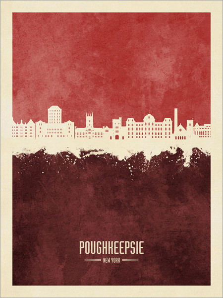 Poughkeepsie New York Skyline Cityscape Poster Art Print