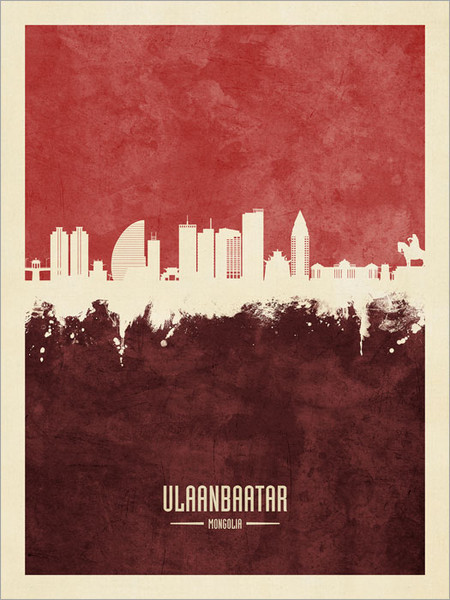 Ulaanbaatar Mongolia Skyline Cityscape Poster Art Print