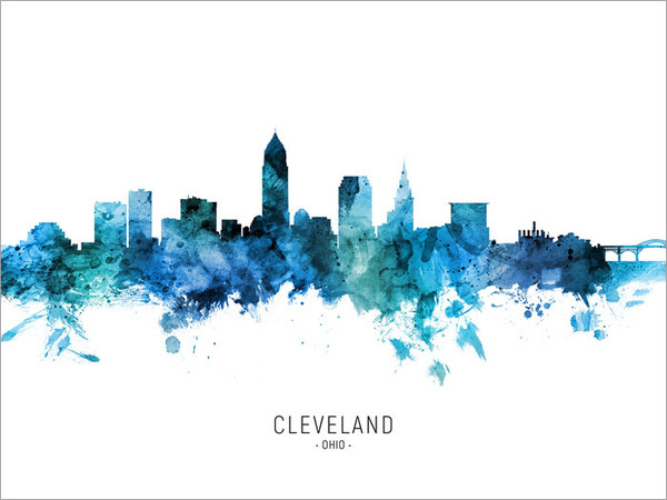 Cleveland Ohio Skyline Cityscape Poster Art Print
