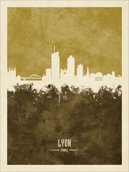 Lyon France Skyline Cityscape Poster Art Print