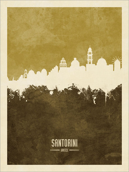 Santorini Greece Skyline Cityscape Poster Art Print