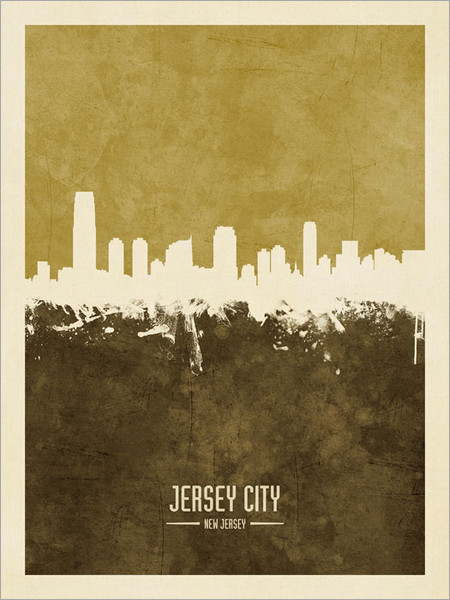 Jersey City New Jersey Skyline Cityscape Poster Art Print