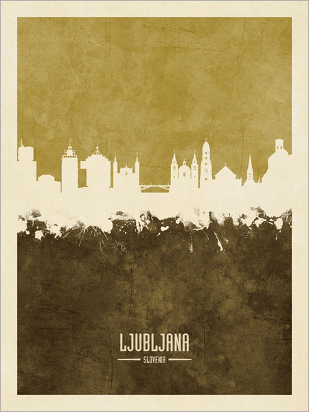 Ljubljana Slovenia Skyline Cityscape Poster Art Print