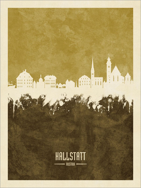 Hallstatt Austria Skyline Cityscape Poster Art Print