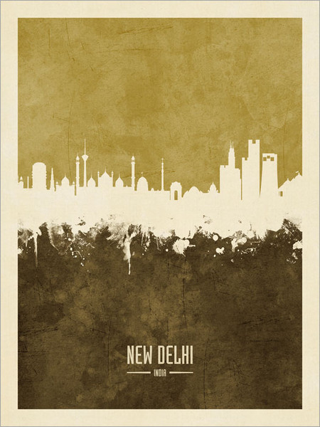 New Delhi India Skyline Cityscape Poster Art Print