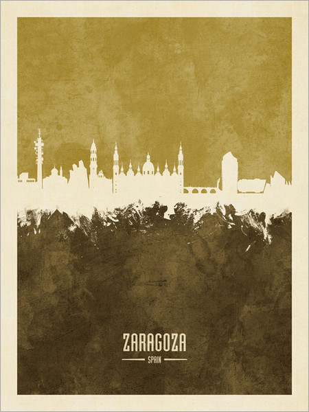 Zaragoza Spain Skyline Cityscape Poster Art Print