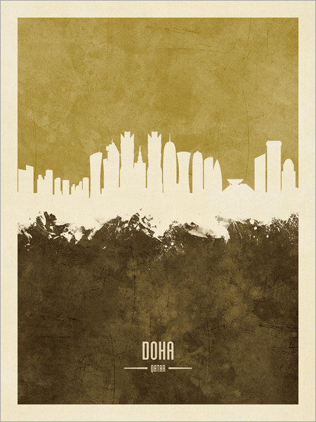 Doha Qatar Skyline Cityscape Poster Art Print