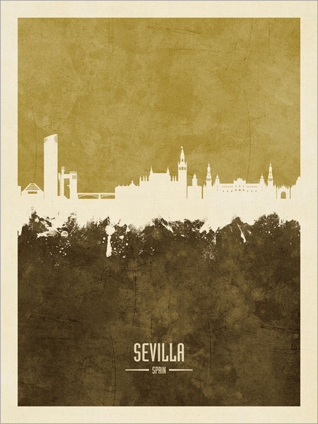 Sevilla Spain Skyline Cityscape Poster Art Print