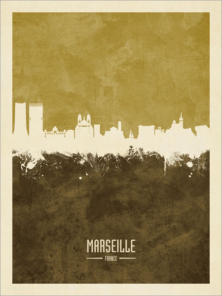 Marseille France Skyline Cityscape Poster Art Print