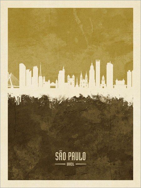 São Paulo Brazil Skyline Cityscape Poster Art Print